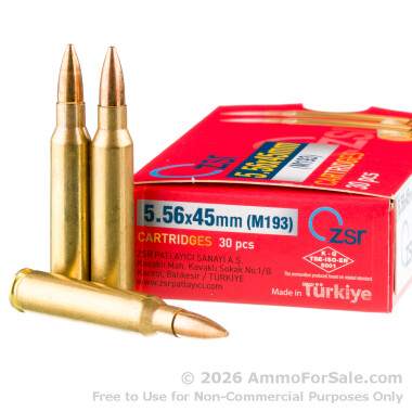 1500 Rounds of 55gr FMJ M193 5.56x45 Ammo by ZSR