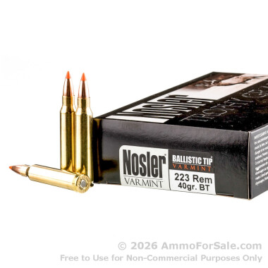 20 Rounds of 40gr Polymer Tip .223 Ammo by Nosler Ammunition