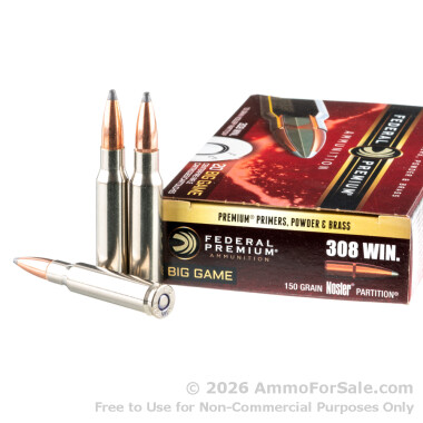20 Rounds of 150gr Partition .308 Win Ammo by Federal