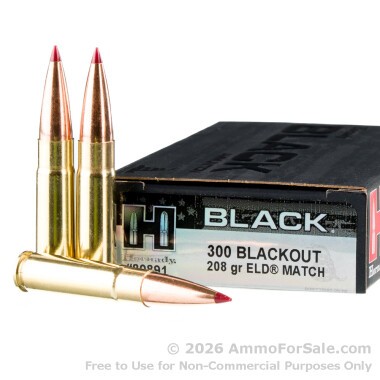 20 Rounds of 208gr ELD Match .300 AAC Blackout Ammo by Hornady