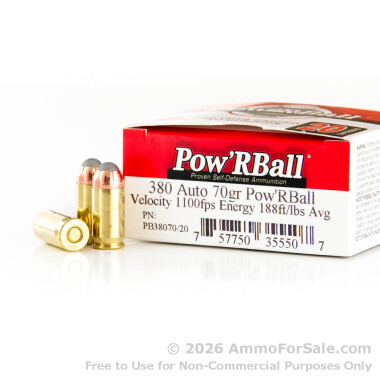 380 Auto 70 gr Corbon Pow'RBall Ammo For Sale!
