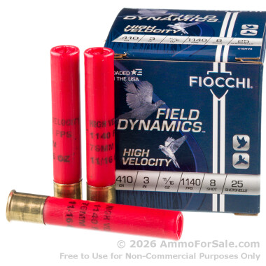 250 Rounds of 11/16 ounce #8 shot .410 Ammo by Fiocchi