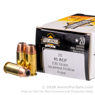 45 ACP - 230 Grain JHP - Armscor USA - 20 Rounds