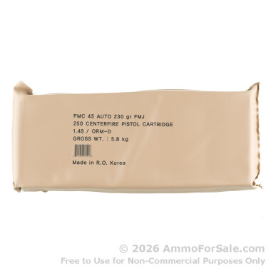 250 Rounds of 230gr FMJ .45 ACP Ammo by PMC