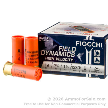250 Rounds of 1 1/4 ounce #6 shot 12ga Ammo by Fiocchi