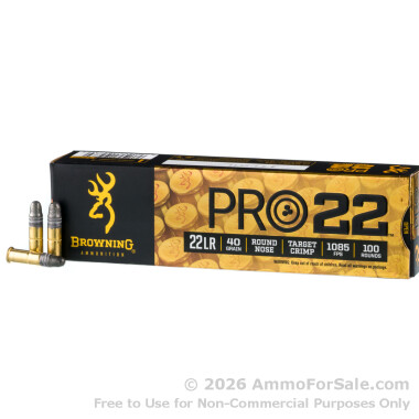 100 Rounds of 40gr LRN .22 LR Ammo by Browning