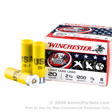 25 Rounds of 7/8 ounce #8 shot 20ga Ammo by Winchester USA Game & Target