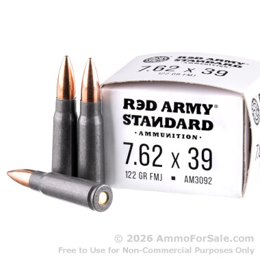 20 Rounds of 122gr FMJ 7.62x39 Ammo by Red Army Standard