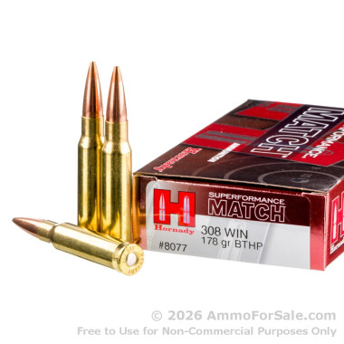 20 Rounds of 178gr HPBT .308 Win Ammo by Hornady Superformance Match