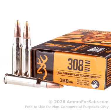 308 - 168 Grain Brass Tip Boat tail - Browning BXC Upland Game - 20 Rounds