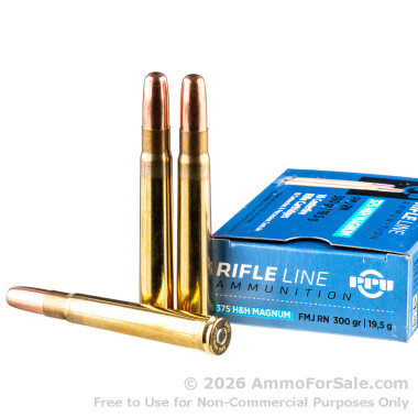 10 Rounds of 300 gr FMJ .375 H&H Mag Ammo by Prvi Partizan
