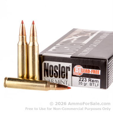 20 Rounds of 35gr Polymer Tipped .223 Ammo by Nosler Trophy Grade Varmint Ammunition