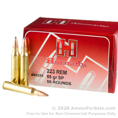 50 Rounds of 55gr SP .223 Ammo by Hornady