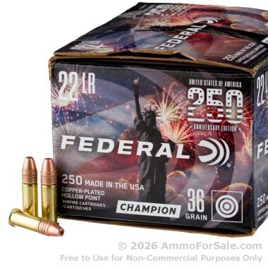 2500 Rounds of 36gr CPHP .22 LR Ammo by Federal 250th Anniversary USA