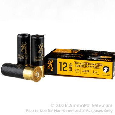 5 Rounds of 1 ounce Sabot Slug 12ga Ammo by Browning