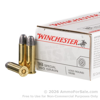50 Rounds of 150gr LRN .38 Spl Ammo by Winchester