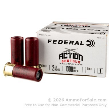 25 Rounds of 1 ounce Rifled Slug 12ga Ammo by Federal Action Shotgun
