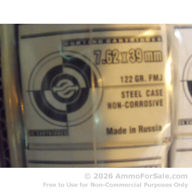 1000 Rounds of 122gr FMJ 7.62x39mm Ammo by Ulyanovsk