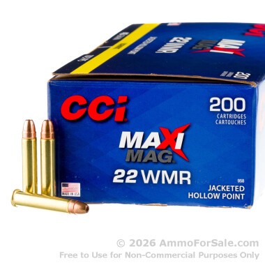 200 Rounds of 40gr JHP .22 WMR Ammo by CCI