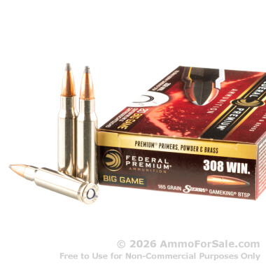 20 Rounds of 165gr SPBT .308 Win Ammo by Federal