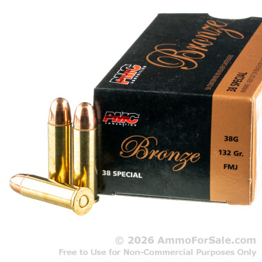 50 Rounds of 132gr FMJ .38 Spl Ammo by PMC