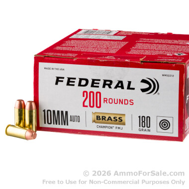 200 Rounds of 180gr FMJ 10mm Ammo by Federal