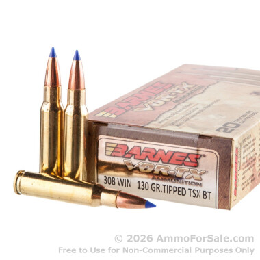 20 Rounds of 130gr TTSX .308 Win Ammo by Barnes VOR-TX 