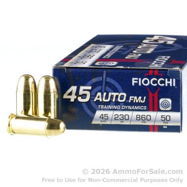 50 Rounds of 230gr FMJ .45 ACP Ammo by Fiocchi