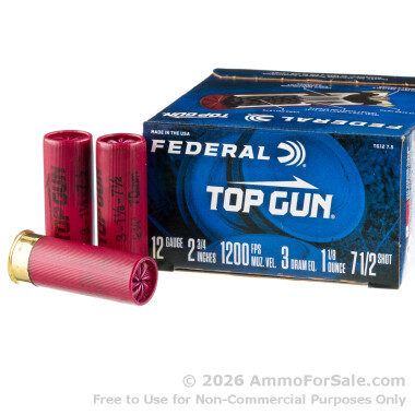250 Rounds of 1 1/8 ounce #7 1/2 shot 12ga Ammo by Federal Top Gun