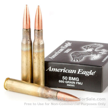 100 Rounds of 660gr FMJ .50 BMG Ammo by Federal