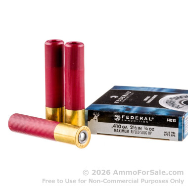 250 Rounds of 1/4 ounce Rifled Slug 410ga Ammo by Federal Power-Shok