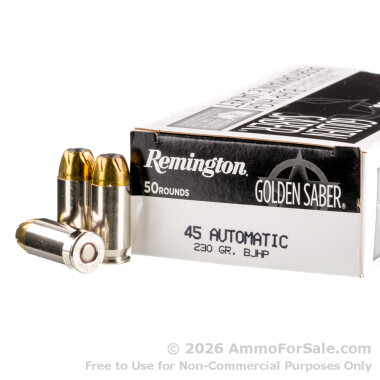 500 Rounds of 230gr BJHP .45 ACP Ammo by Remington Golden Saber