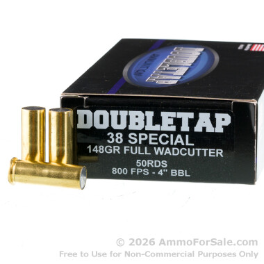 50 Rounds of 148gr Hard Cast Wadcutter .38 Spl Ammo by Doubletap
