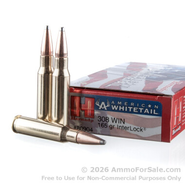 20 Rounds of 165gr InterLock .308 Win Ammo by Hornady