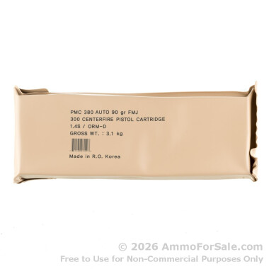 300 Rounds of 90gr FMJ .380 ACP Ammo by PMC