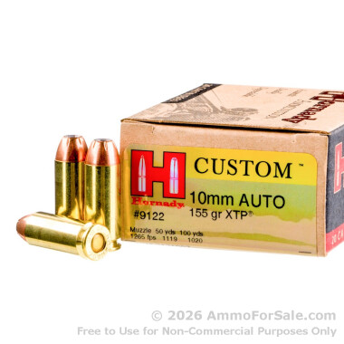 200 Rounds of 155gr JHP 10mm Ammo by Hornady