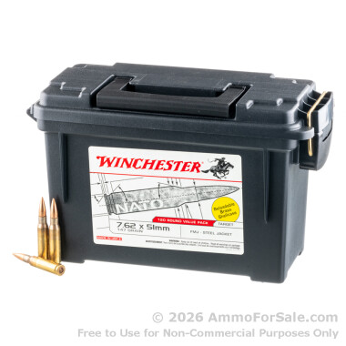 120 Rounds of 147gr FMJ 7.62x51mm NATO Ammo by Winchester