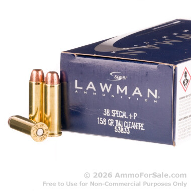 1000 Rounds of 158gr TMJ 38 Special +P Ammo by Speer