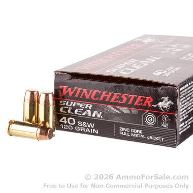 500 Rounds of 120gr Lead-Free FMJ .40 S&W Ammo by Winchester