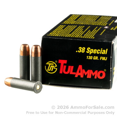 50 Rounds of 130gr FMJ .38 Spl Ammo by Tula