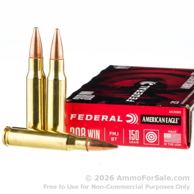 500 Rounds of 150gr FMJBT .308 Win Ammo by Federal