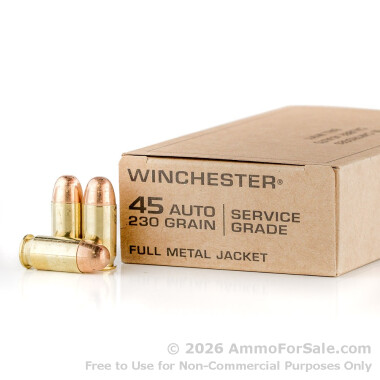 200 Rounds of 230gr FMJ .45 ACP Ammo by Winchester Service Grade Wood Box