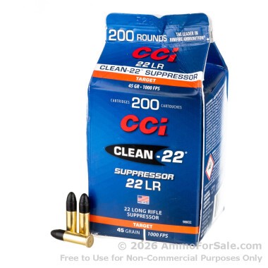 200 Rounds of 45gr Poly-Coated LRN .22 LR Ammo by CCI
