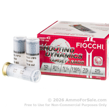 250 Rounds of 1 1/8 ounce #7 1/2 shot 12ga Ammo by Fiocchi