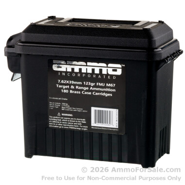 180 Rounds of 123gr FMJ M67 7.62x39mm Ammo by Ammo Inc. in Field Box