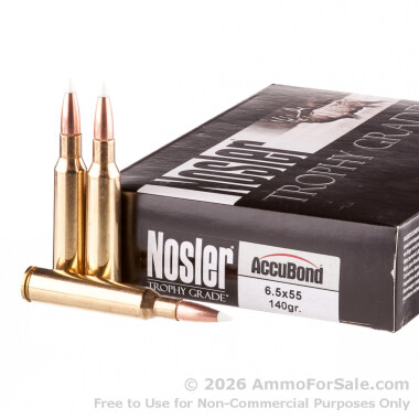 20 Rounds of 140gr AccuBond 6.5x55mm SE Ammo by Nosler Ammunition