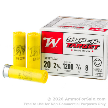 250 Rounds of 7/8 ounce #8 shot 20ga Ammo by Winchester Super-Target