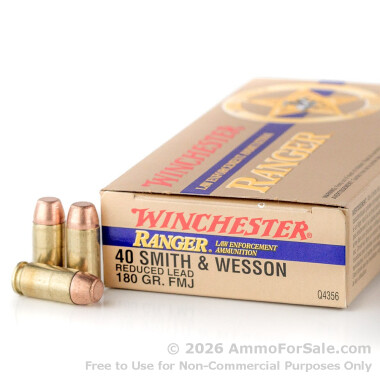 50 Rounds of 180gr FMJ .40 S&W Ammo by Winchester Ranger Reduced Lead