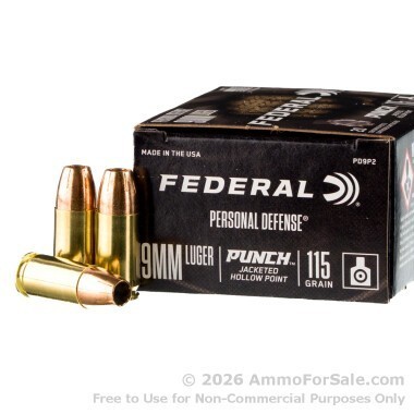 20 Rounds of 115gr JHP 9mm Ammo by Federal
