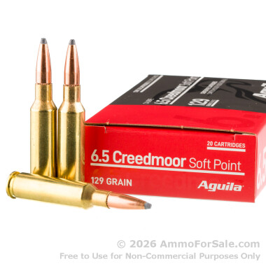 20 Rounds of 129gr SP 6.5 Creedmoor Ammo by Aguila
